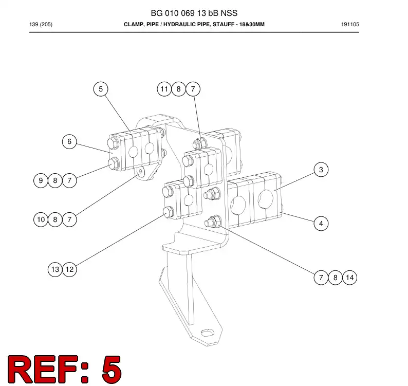 55045818 550 458 18 Clamp, Pipe - Sandvik Technical Drawing