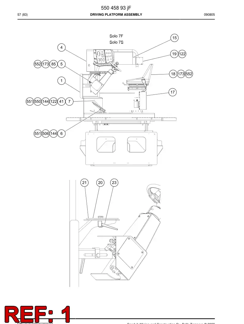 55045877 550 458 77 Driving platform - Sandvik Technical Drawing