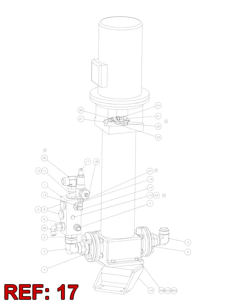 55045946 550 459 46 Valve, Shock Load - Sandvik Technical Drawing