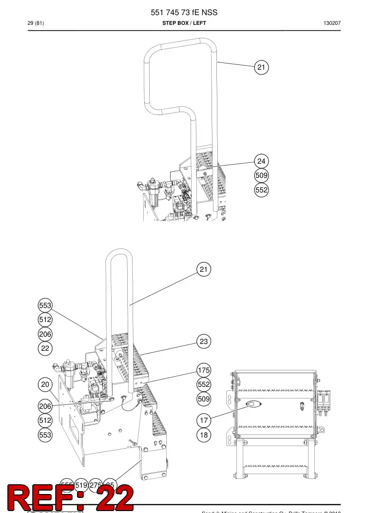 55045970a 550 459 70a Bracket - Sandvik Technical Drawing