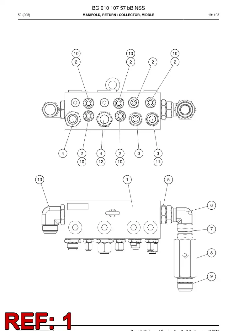 55045994 550 459 94 Valve, Check - Sandvik Technical Drawing