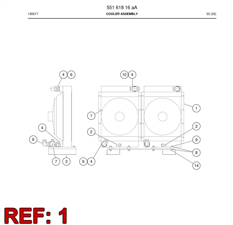 55046011a 550 460 11a Cooler, Oil - Sandvik Technical Drawing