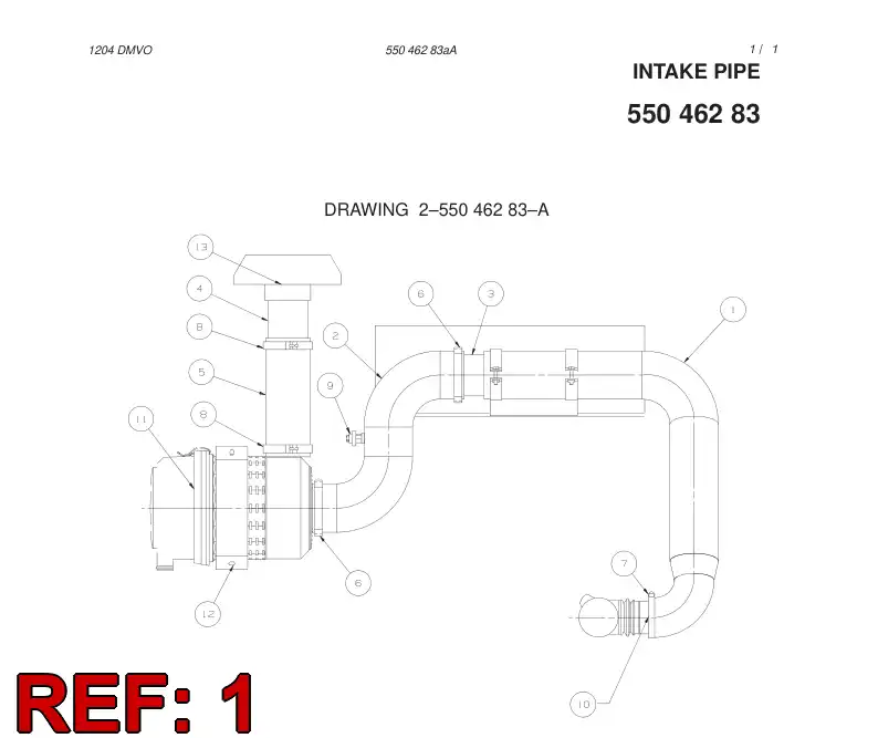 55046164 550 461 64 INTAKE PIPE - Sandvik Technical Drawing