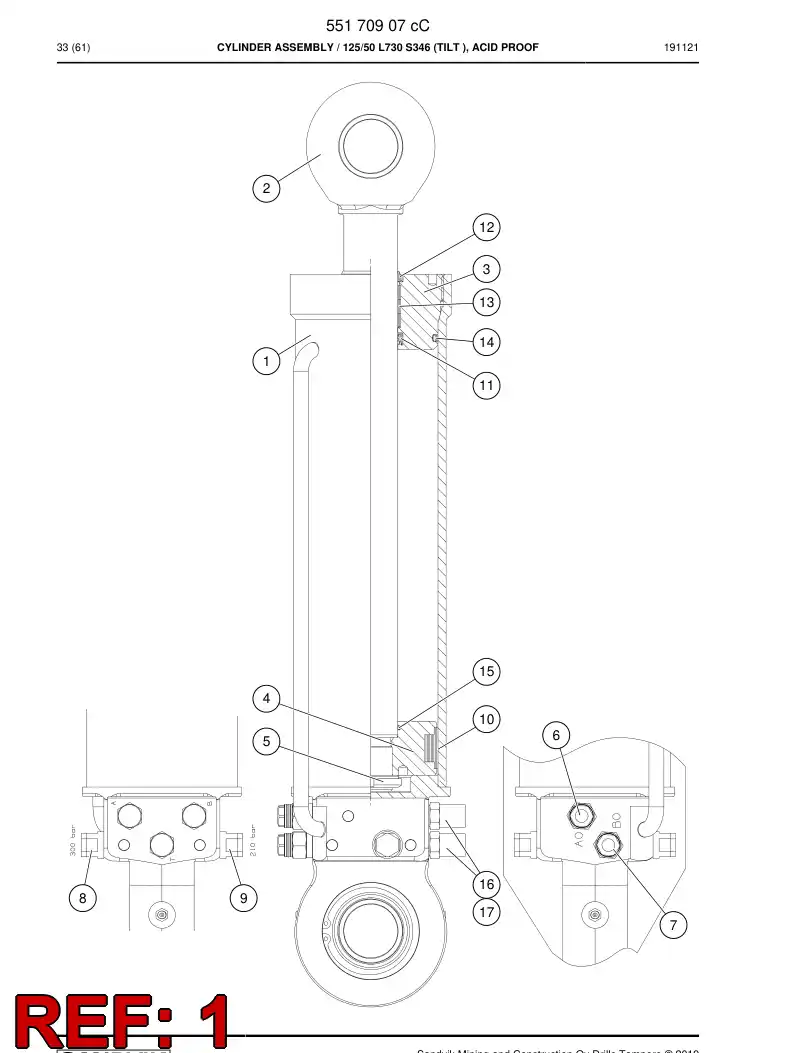 55046338a 550 463 38a Tube, Cylinder - Sandvik Technical Drawing