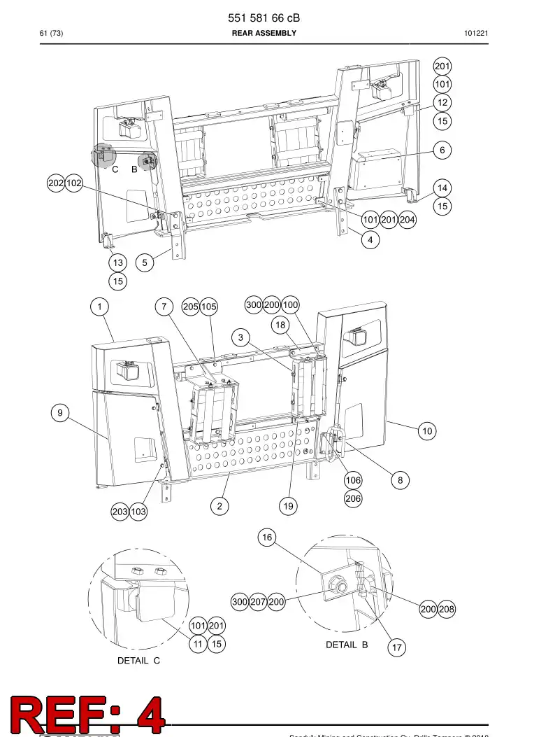 55046364 550 463 64 Plate, Mounting - Sandvik Technical Drawing