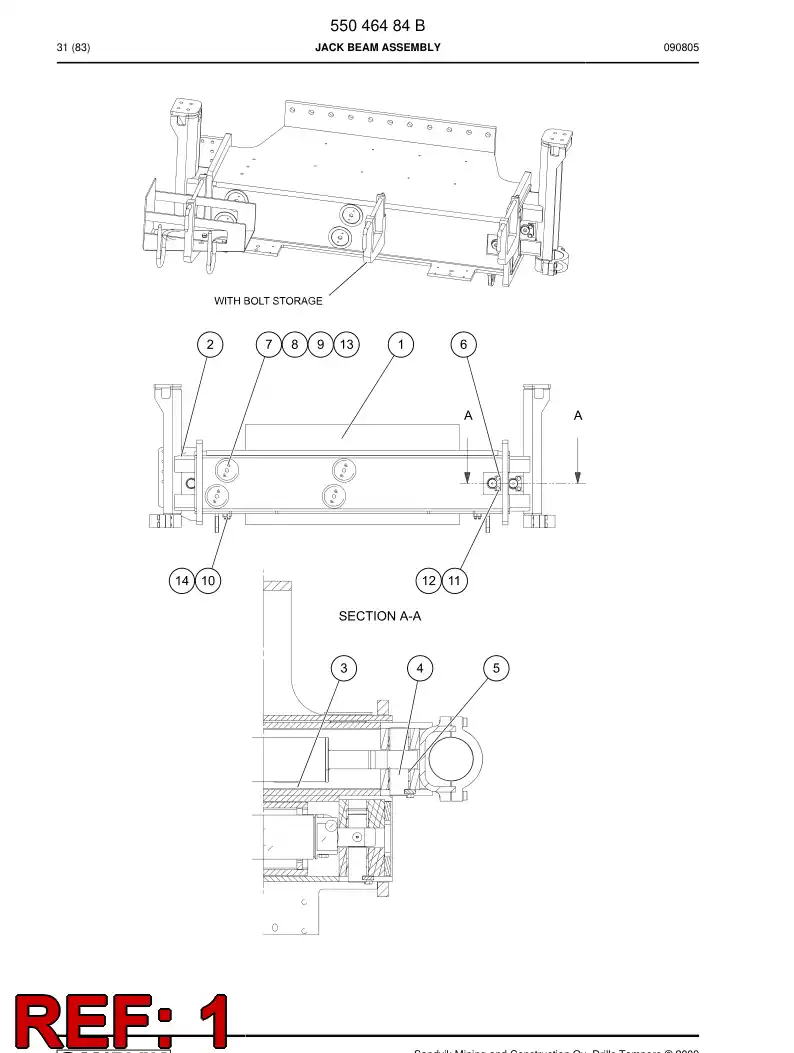 55046483 550 464 83 Jack beam - Sandvik Technical Drawing