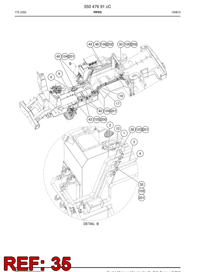 55046504a 550 465 04a Supporting block assembly - Sandvik Technical Drawing