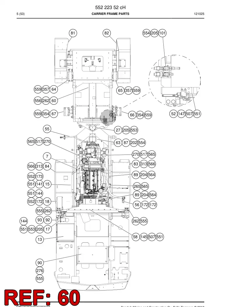 55046523b 550 465 23b COVER PLATE - Sandvik Technical Drawing