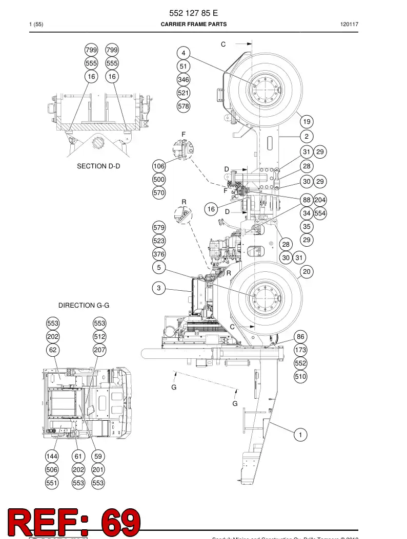 55046543a 550 465 43a Hose guide - Sandvik Technical Drawing