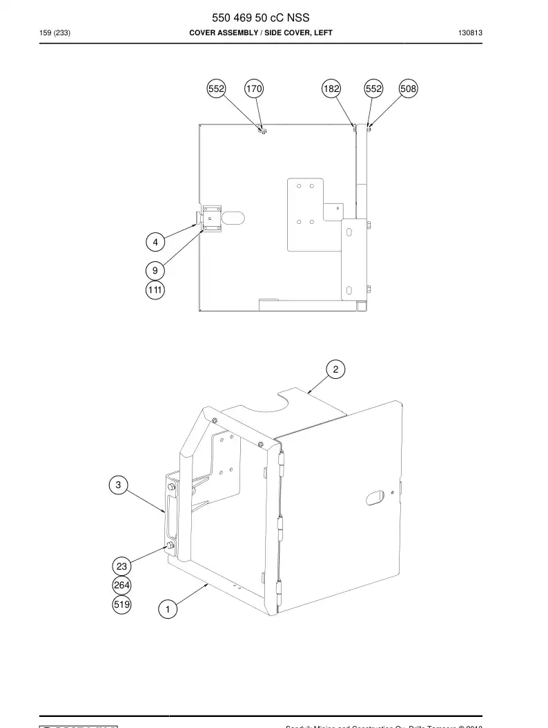 55046950c 550 469 50c Cover Assembly - Sandvik Technical Drawing