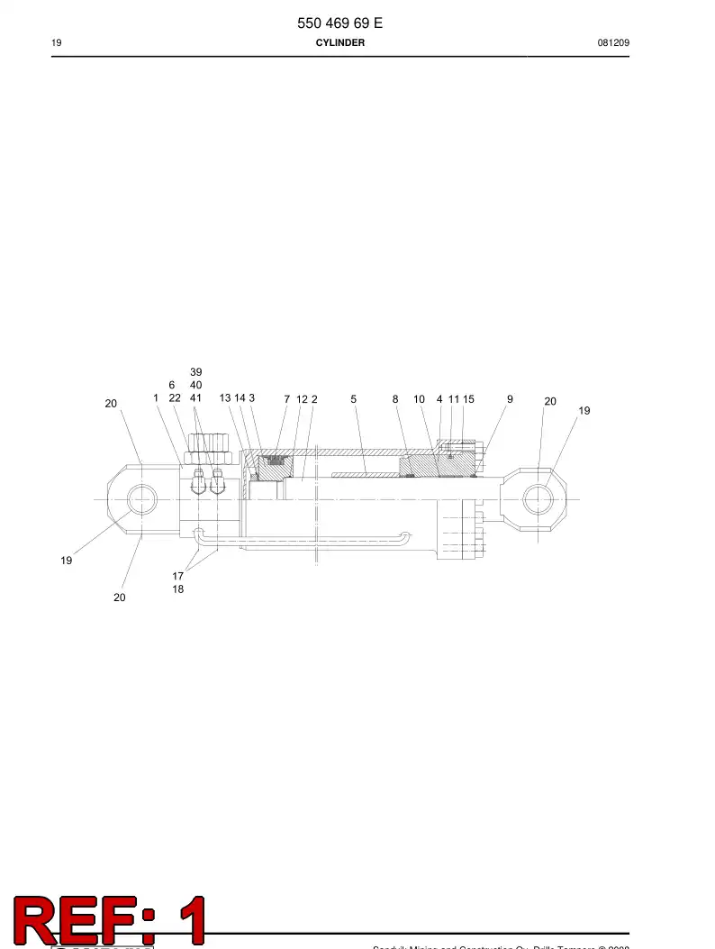 55046980 550 469 80 CYLINDER TUBE - Sandvik Technical Drawing