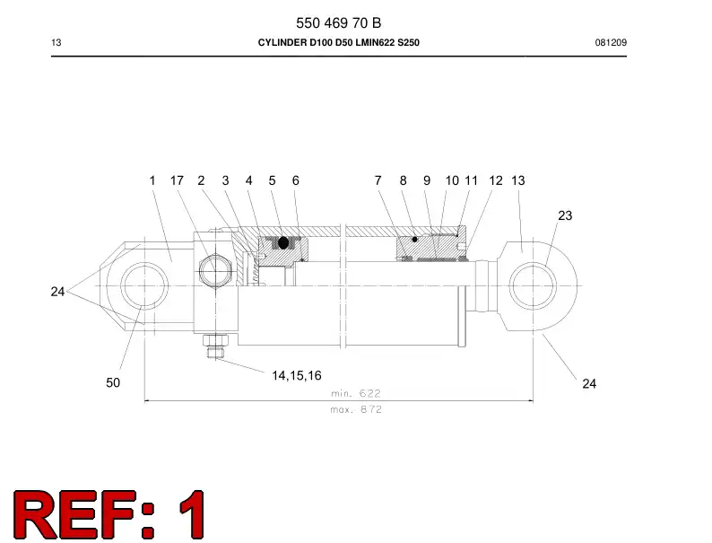 55046981 550 469 81 CYLINDER TUBE - Sandvik Technical Drawing