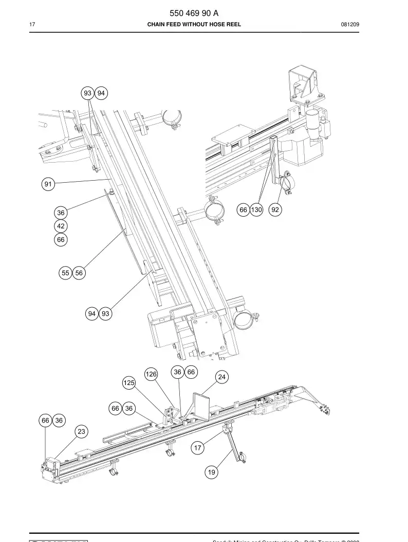 55046990 550 469 90 CHAIN FEED - Sandvik Technical Drawing