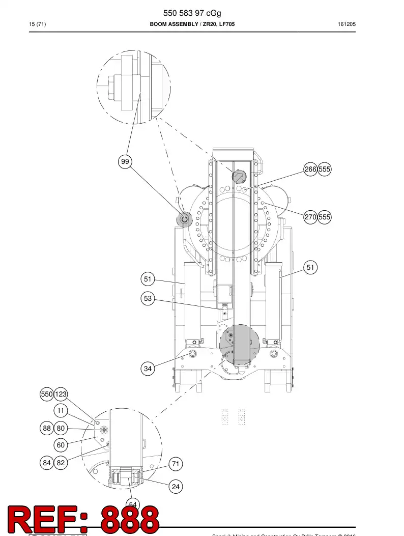 55047117g 550 471 17g Boom Assembly - Sandvik Technical Drawing