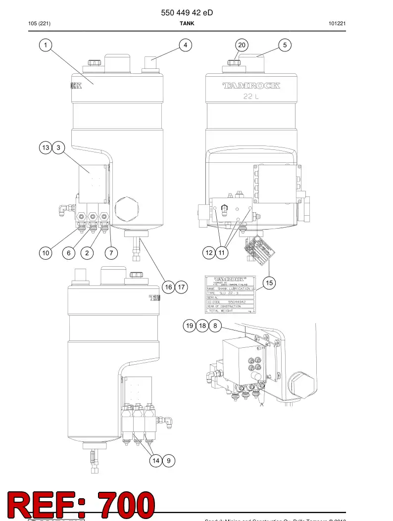 55047199b 550 471 99b Electric diagram - Sandvik Technical Drawing