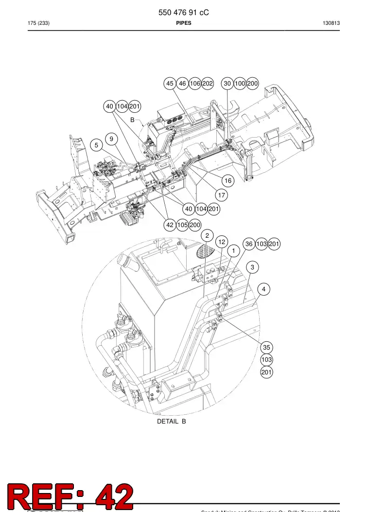 55047316 550 473 16 Supporting block assembly - Sandvik Technical Drawing
