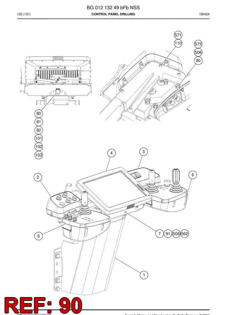 55047457 550 474 57 Hexagon socket countersunk head screw (full thread - Sandvik Technical Drawing