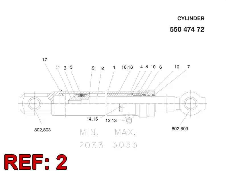 55047473 550 474 73 Rod, PISTON - Sandvik Technical Drawing