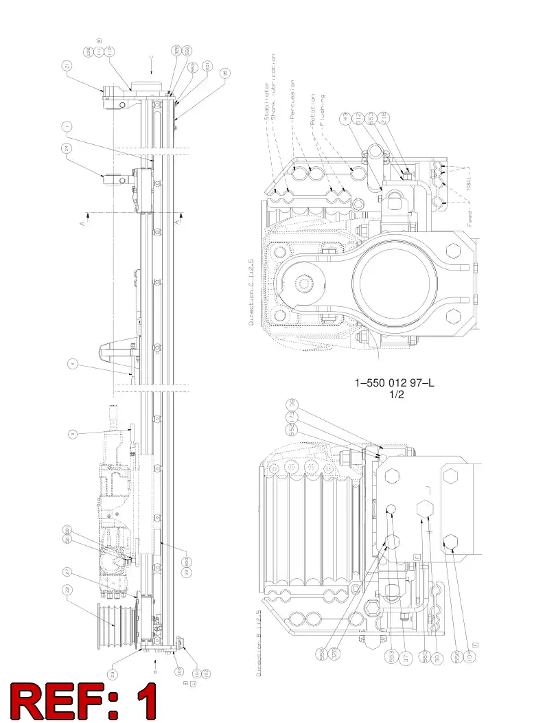 55047486 550 474 86 BEAM - Sandvik Technical Drawing