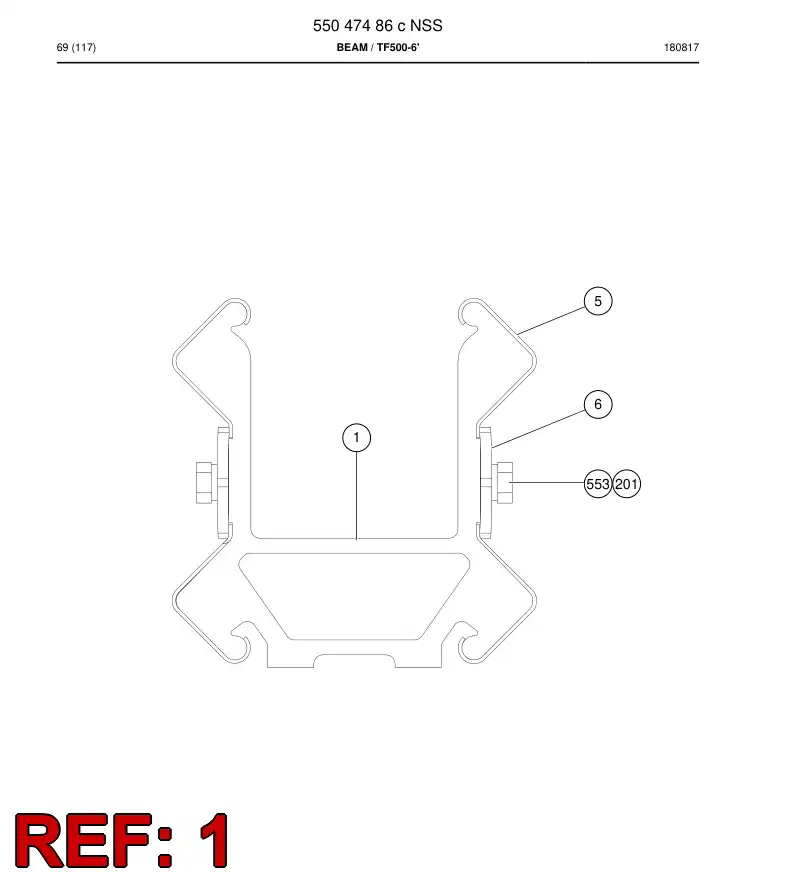55047487a 550 474 87a Beam - Sandvik Technical Drawing