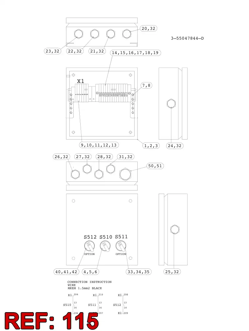 55047553 550 475 53 SELECTOR SWITCH - Sandvik Technical Drawing