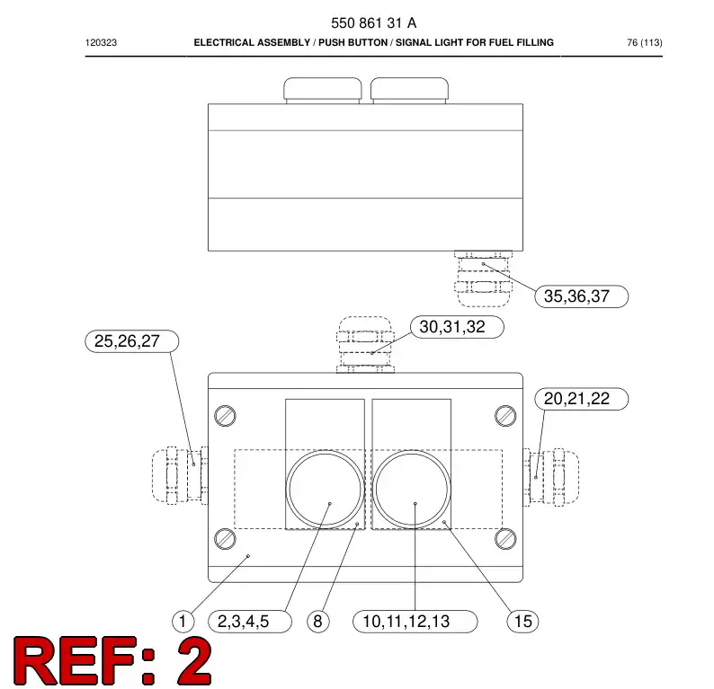 55047572a 550 475 72a Push button - Sandvik Technical Drawing