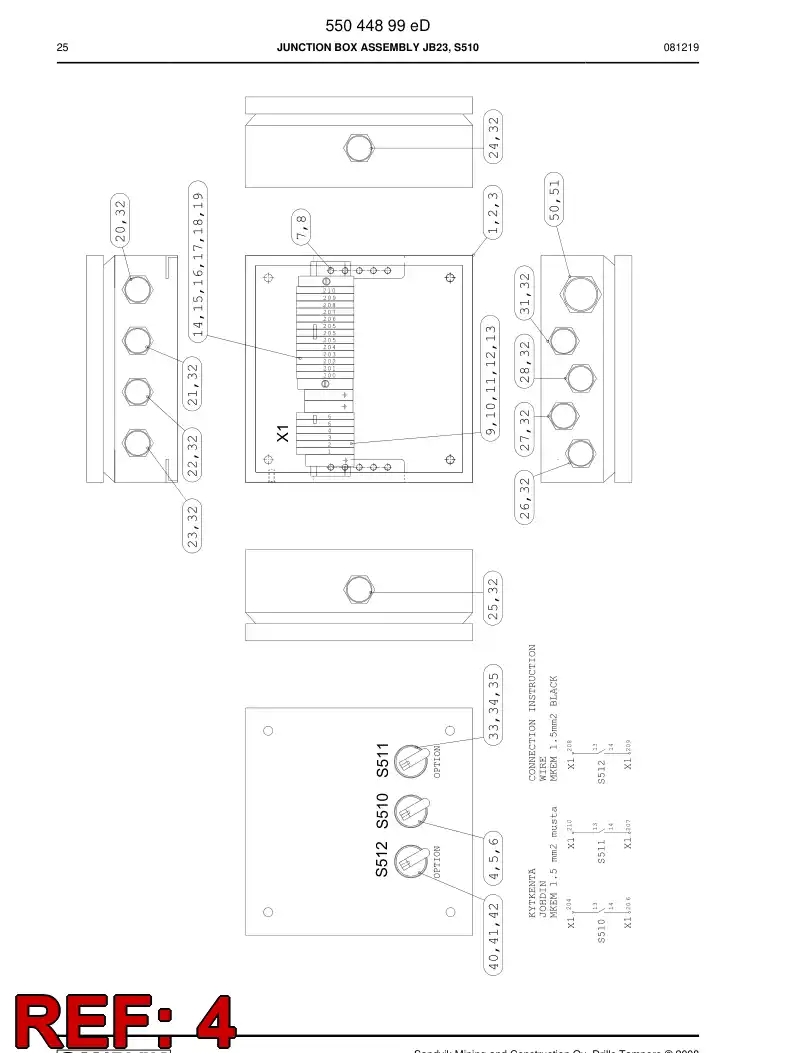 55047575b 550 475 75b Selector switch - Sandvik Technical Drawing