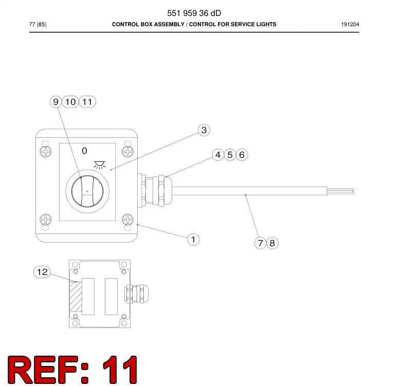 55047575d 550 475 75d Switch, Selector - Sandvik Technical Drawing