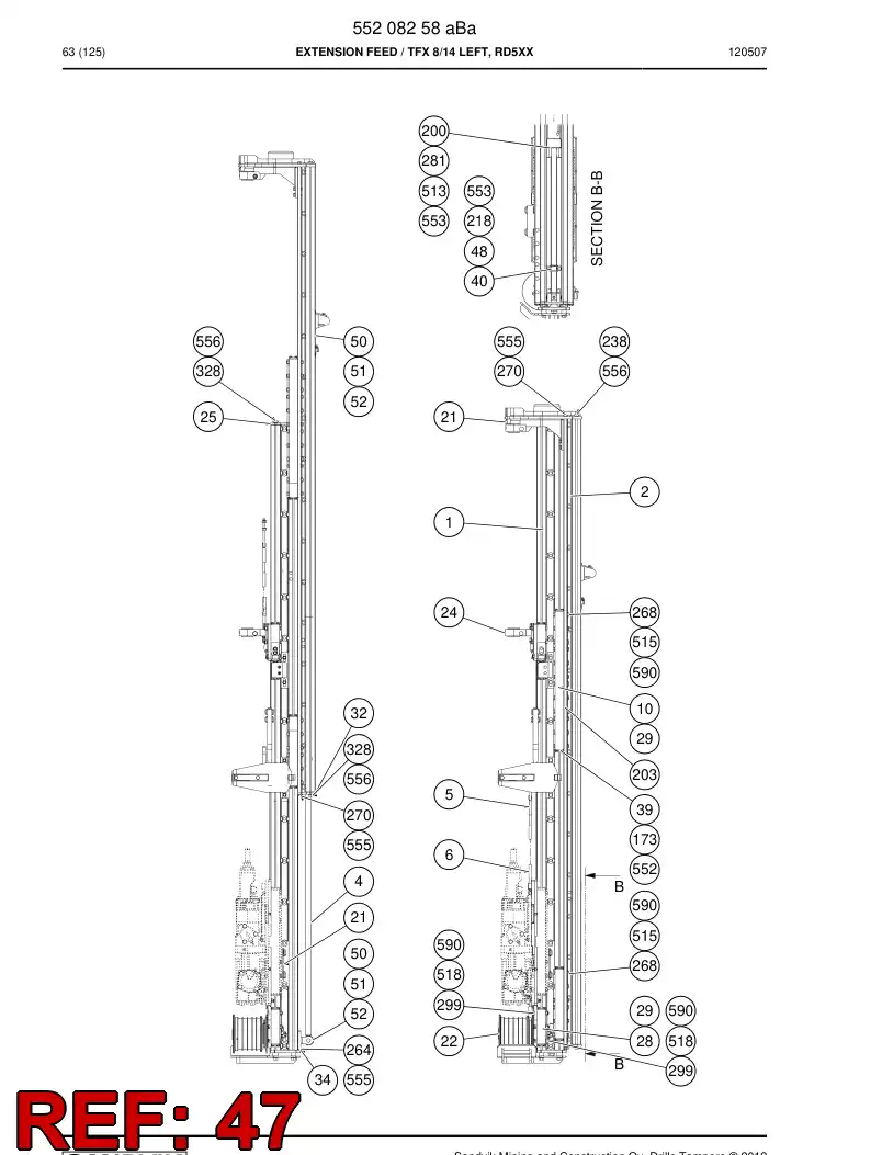 55047616a 550 476 16a Stopping device - Sandvik Technical Drawing