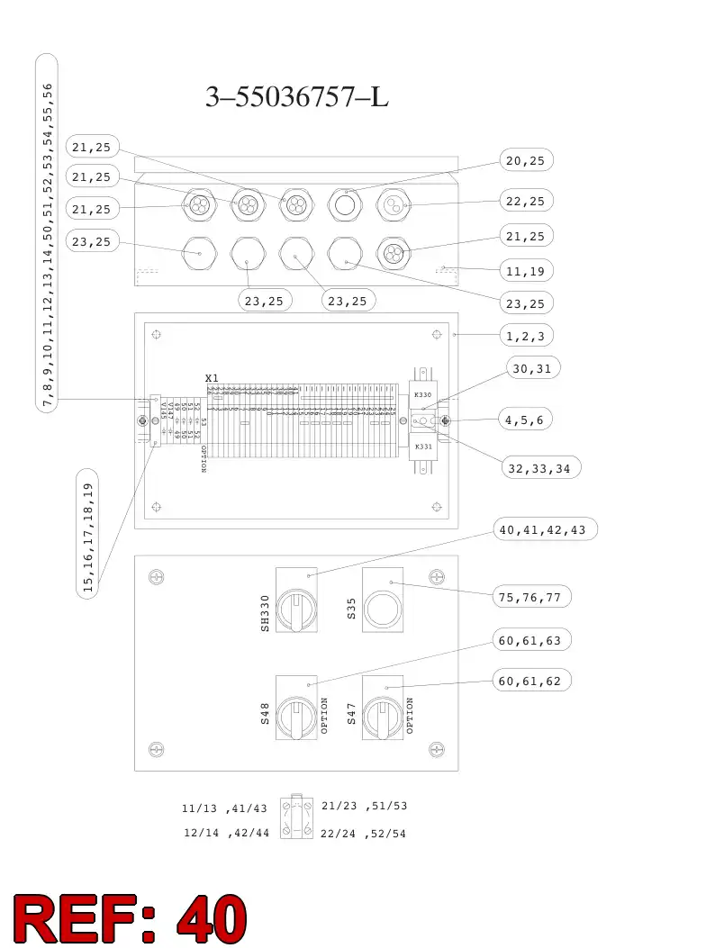 55047617 550 476 17 SELECTOR SWITCH - Sandvik Technical Drawing