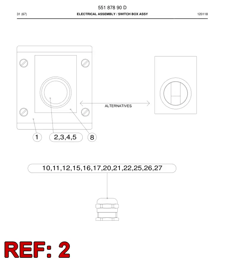 55047617a 550 476 17a Switch, Selector - Sandvik Technical Drawing