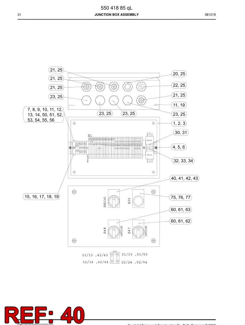 55047656a 550 476 56a Selector switch - Sandvik Technical Drawing