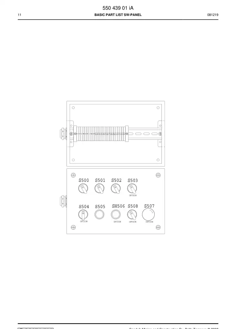 55047661 550 476 61 Illuminated push button - Sandvik Technical Drawing