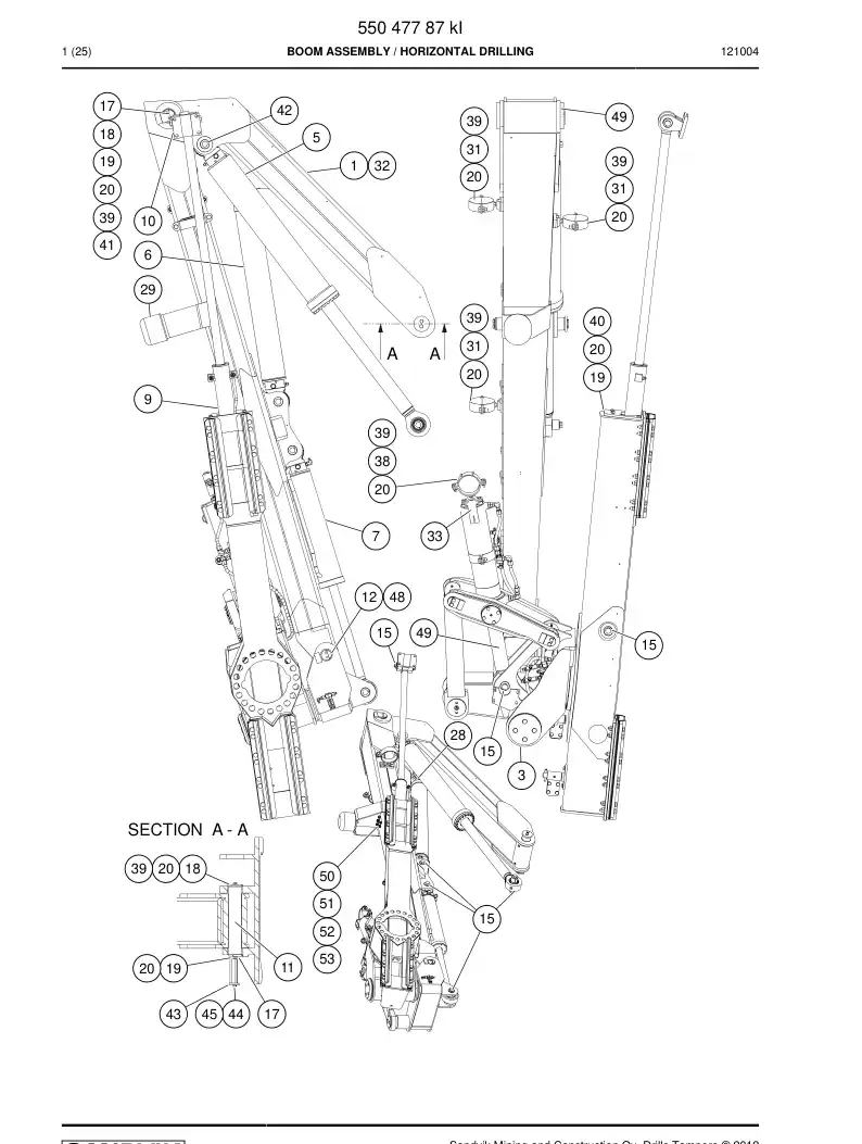 55047787k 550 477 87k BOOM ASSEMBLY - Sandvik Technical Drawing