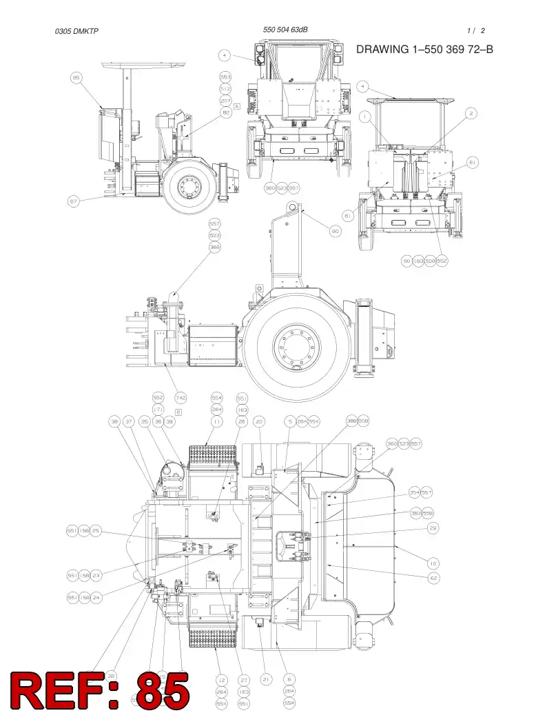 55047839 550 478 39 DRIVING PLATFORM ASSEMBLY - Sandvik Technical Drawing