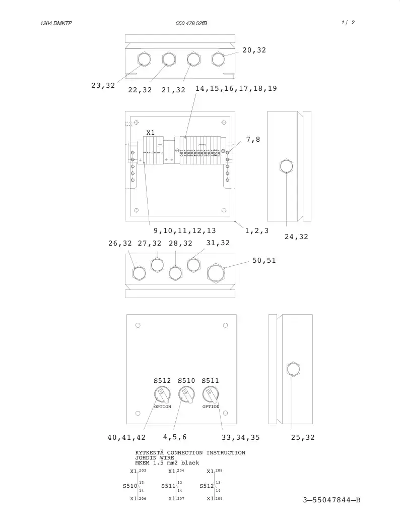 55047852fB 550 478 52fB JUNCTION BOX ASSEMBLY - Sandvik Technical Drawing