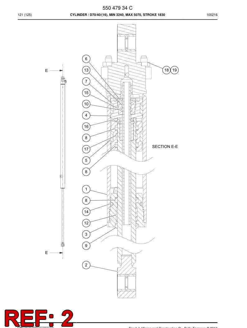 55047930a 550 479 30a PISTON rod - Sandvik Technical Drawing