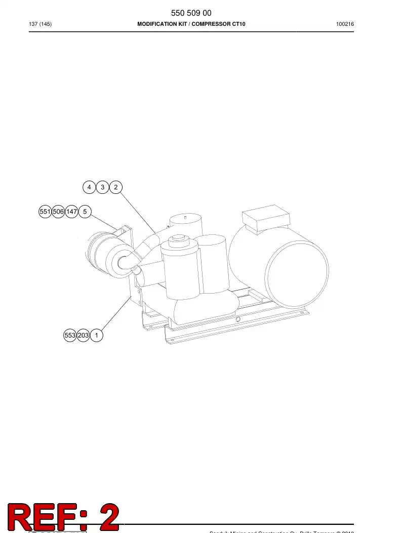 55048103a 550 481 03a Hose, Air - Sandvik Technical Drawing