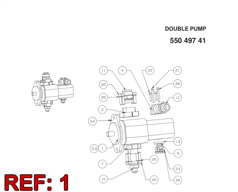 55048154 550 481 54 DOUBLE PUMP - Sandvik Technical Drawing