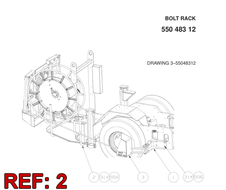 55048283 550 482 83 BOLT RACK - Sandvik Technical Drawing