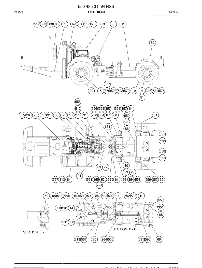 55048531n 550 485 31n Axle - Sandvik Technical Drawing