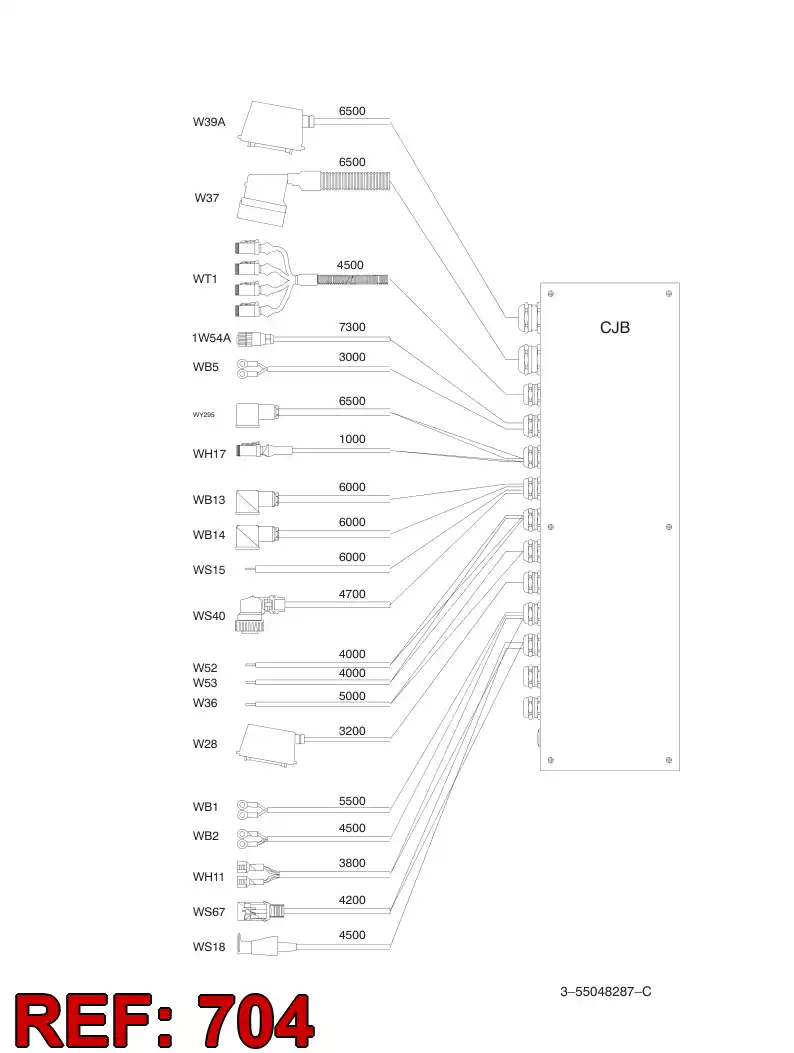 55048538 550 485 38 Pre-wired plug cable - Sandvik Technical Drawing