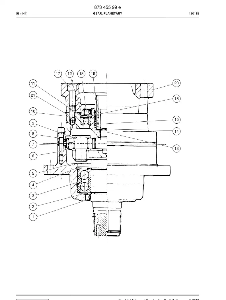 55048539a 550 485 39a Gear Wheel - Sandvik Technical Drawing