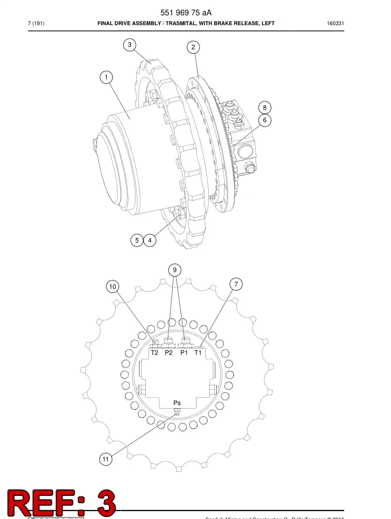 55048543a 550 485 43a Wheel, Drive - Sandvik Technical Drawing