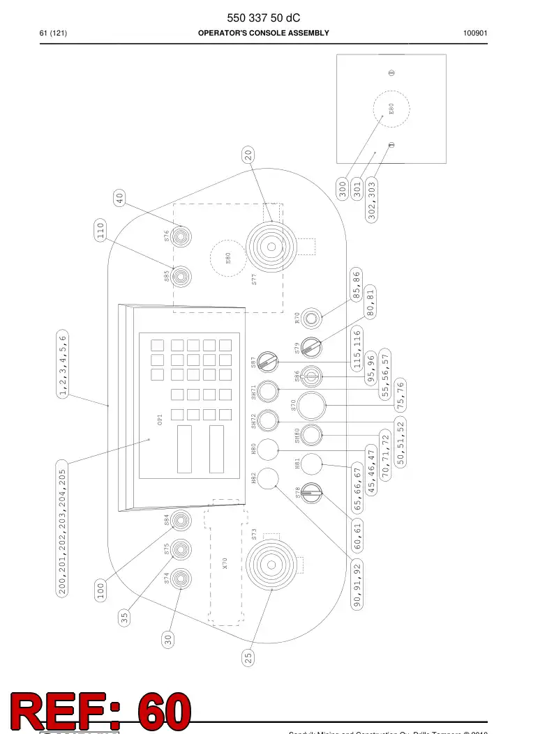 55048552a 550 485 52a Selector switch - Sandvik Technical Drawing