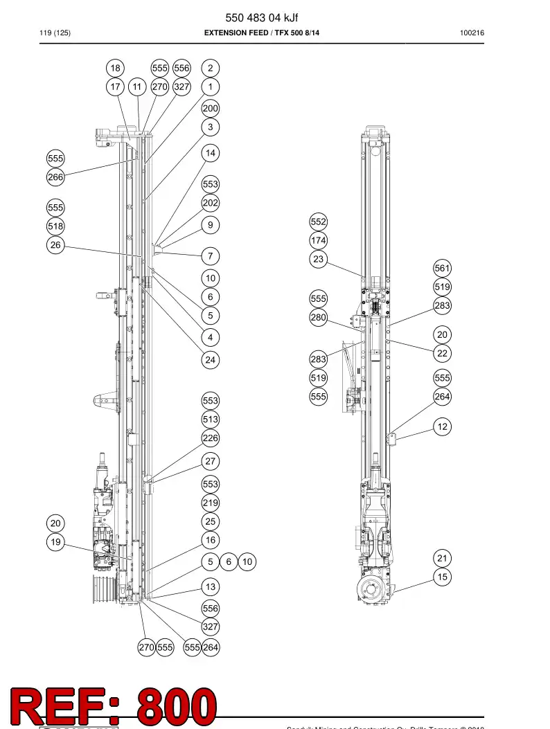 55048895d 550 488 95d Hosing - Sandvik Technical Drawing