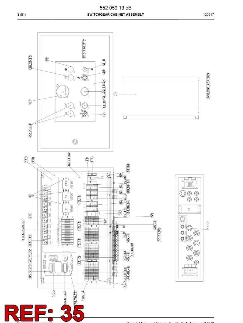 55049080 550 490 80 Switch, Selector - Sandvik Technical Drawing