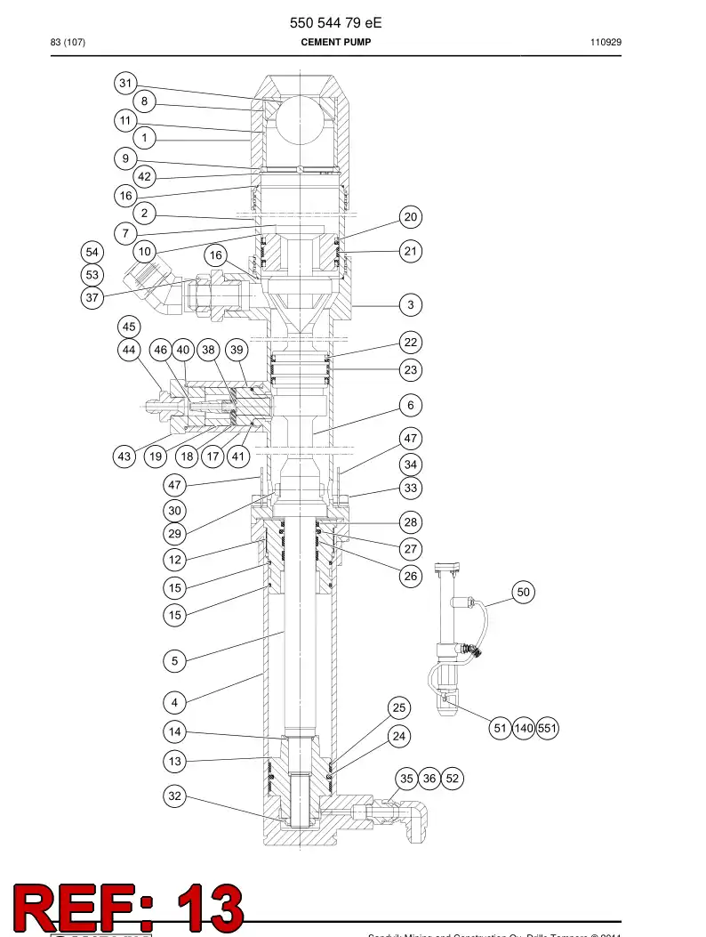 55049112 550 491 12 PISTON - Sandvik Technical Drawing