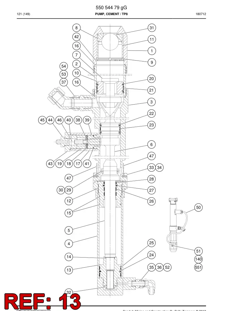 55049112a 550 491 12a PISTON - Sandvik Technical Drawing