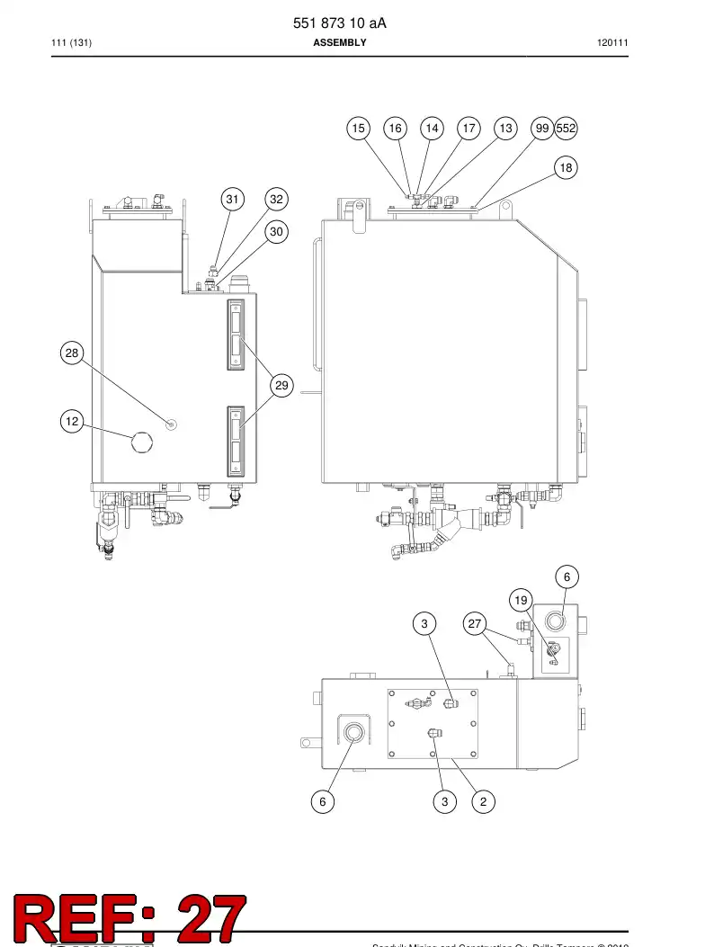 55049438a 550 494 38a Sensor assembly - Sandvik Technical Drawing